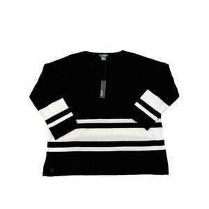 NWT Griffen Colorblock Wool & Cashmere Crewneck Sweater Black & White Size Large